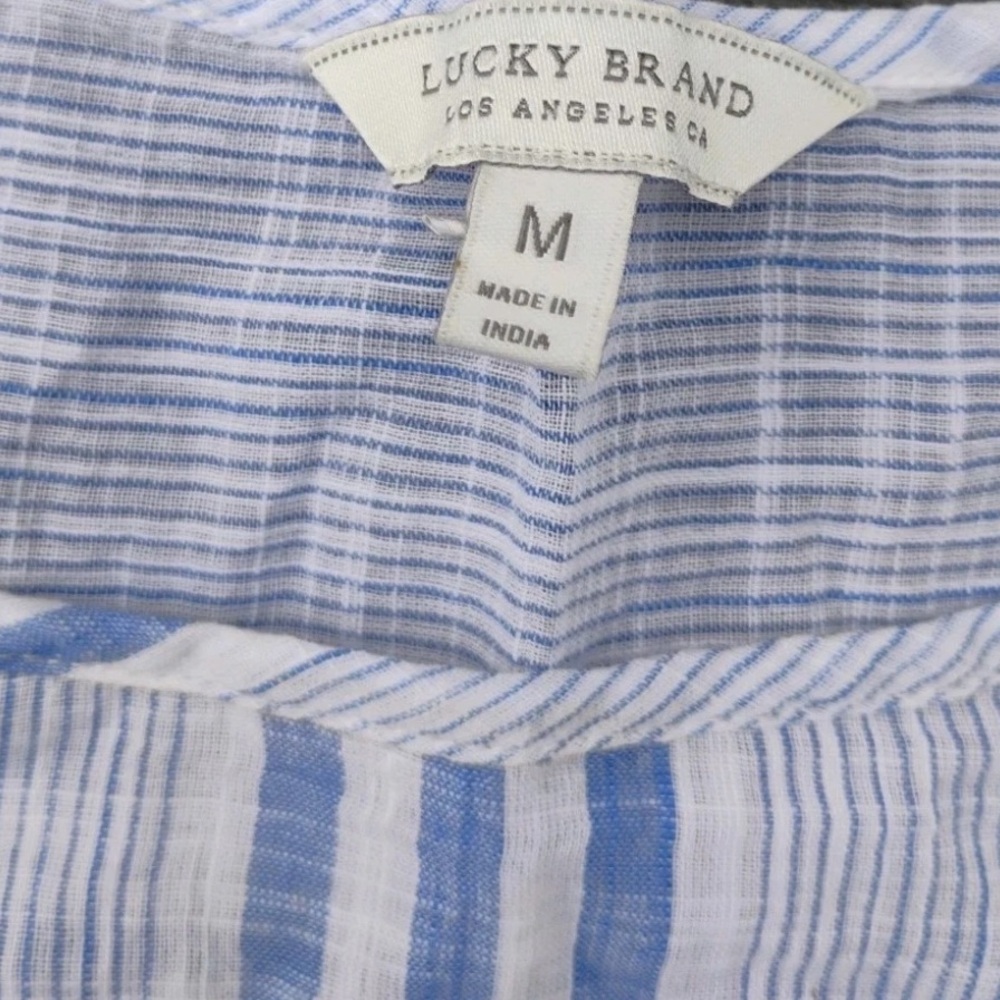 Lucky Brand Cindy Stripe Peasant Top M - Picture 6 of 9